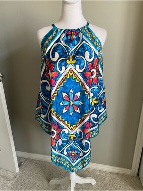 Italian Made Bright Floral Halter Tank Top